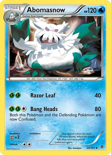 Abomasnow, Pokémon card PLB 26 — Plasma Blast set