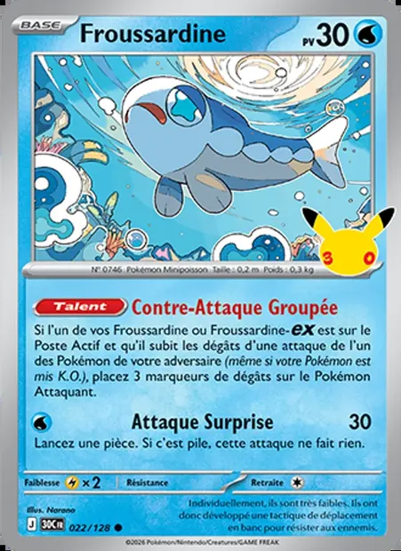 Froussardine, carte Pokémon 30C 022 — extension 30ᵉ Anniversaire