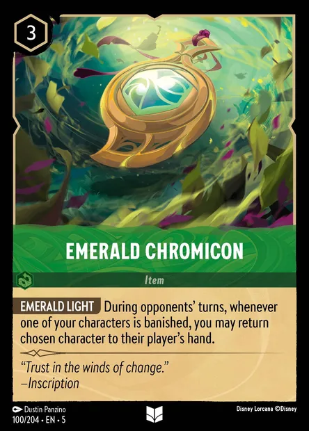 Emerald Chromicon, Disney Lorcana card CH5-100 — Shimmering Skies set