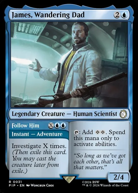 James, Wandering Dad // Follow Him, Magic card PIP 31 — Fallout set