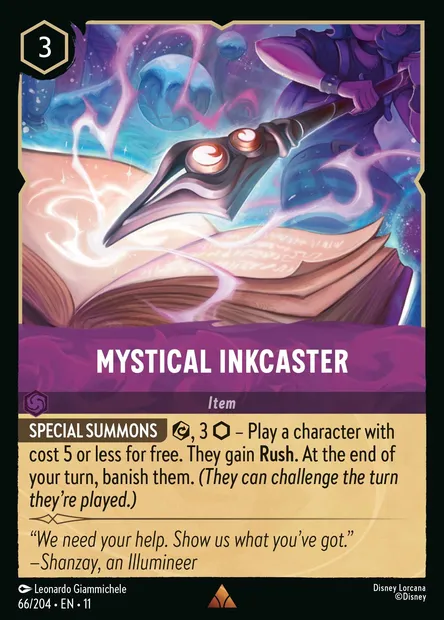 Mystical Inkcaster, Disney Lorcana card CH11-066 — Winterspell set
