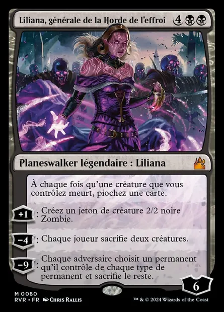 Liliana, générale de la Horde de l'effroi, carte Magic RVR 80 — extension Ravnica Remastered