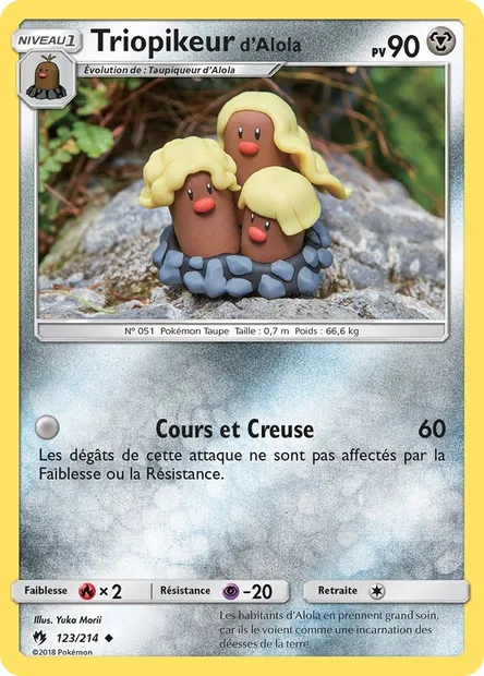 Triopikeur d’Alola, carte Pokémon LOT 123 — extension Tonnerre Perdu