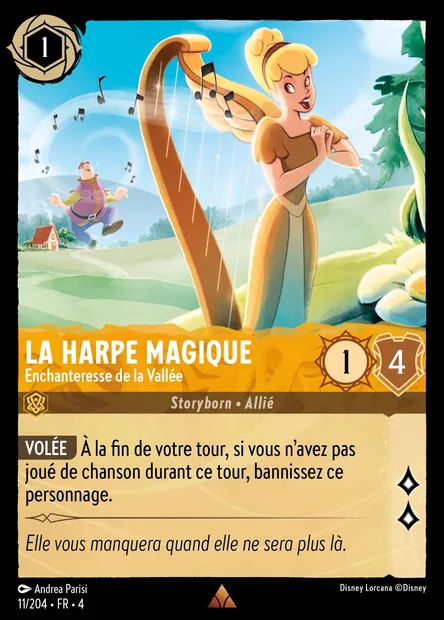 La Harpe Magique - Enchanteresse de la Vallée, carte Disney Lorcana CH4-011 — extension Le Retour d'Ursula