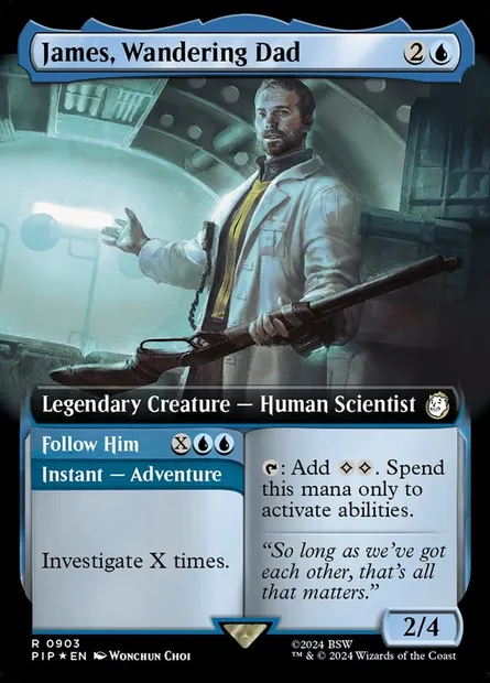 James, Wandering Dad // Follow Him, Magic card PIP 903 — Fallout set