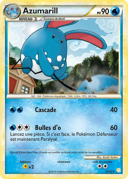 Azumarill, carte Pokémon HS 2 — extension HeartGold SoulSilver