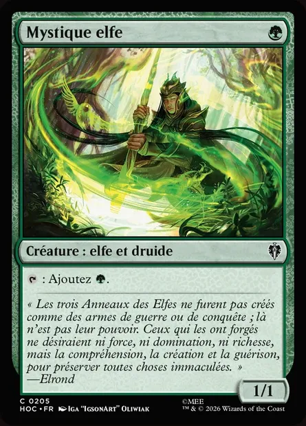 Mystique elfe, carte Magic HOC 205 — extension The Hobbit Eternal
