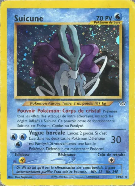 Suicune, carte Pokémon NR 14 — extension Neo Revelation