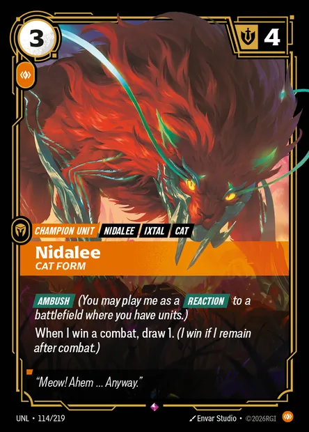 Nidalee, carte Riftbound UNL 114 — extension Unleashed