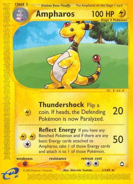Ampharos, Pokémon card AQ 1 — Aquapolis set