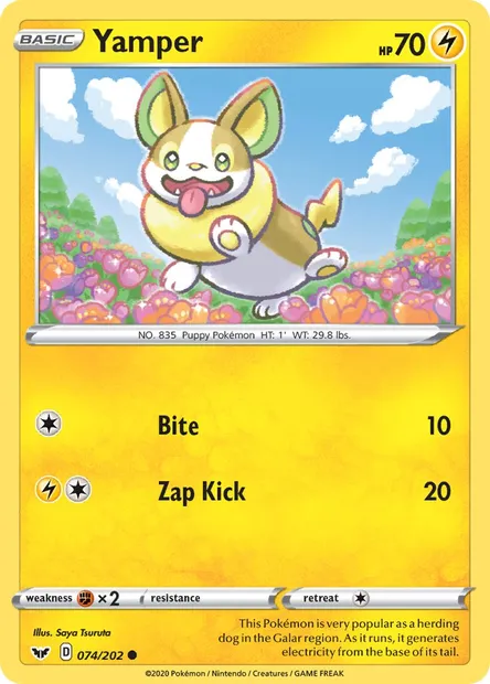 Yamper, Pokémon card SSH 74 — Sword & Shield set