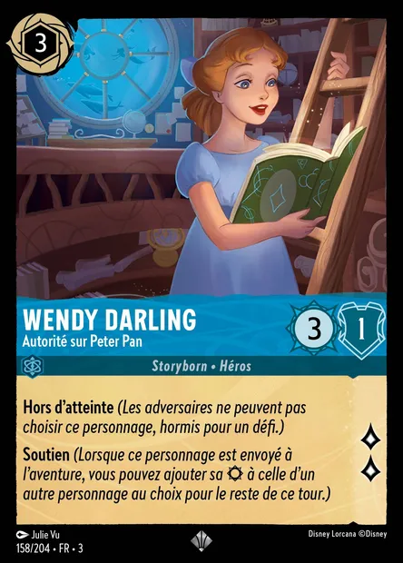 Wendy Darling - Autorité sur Peter Pan, carte Disney Lorcana CH3-158 — extension Les Terres d'Encres