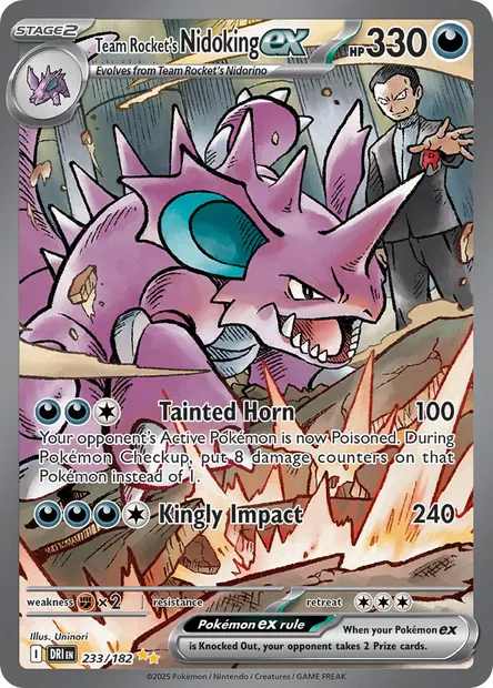 Team Rocket's Nidoking ex, Pokémon card DRI 233 — Destined Rivals set