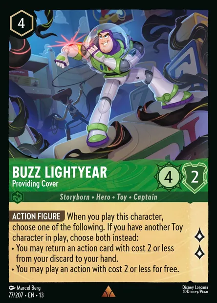 Buzz Lightyear - Providing Cover, Disney Lorcana card CH13-077 — Attack of the Vine! set