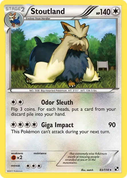Stoutland, Pokémon card BLW 83 — Black & White set