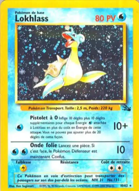 Lokhlass, carte Pokémon FO 10 — extension Fossile