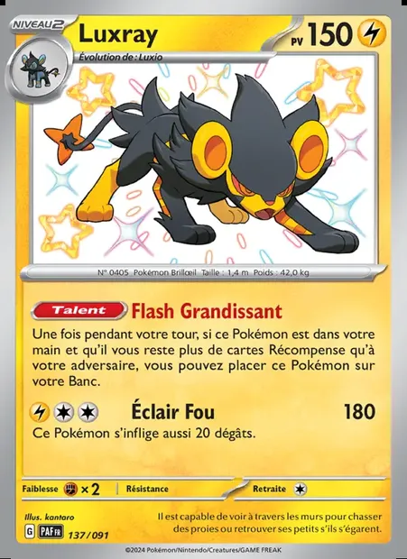 Luxray, carte Pokémon PAF 137 — extension Destinées de Paldea