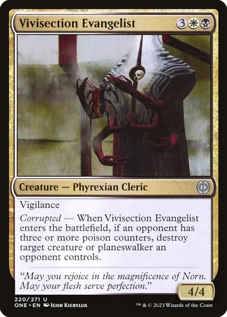 Vivisection Evangelist, Magic card ONE 220 — Phyrexia: All Will Be One set
