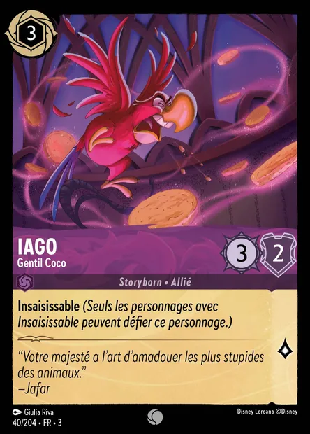 Iago - Gentil Coco, carte Disney Lorcana CH3-040 — extension Les Terres d'Encres