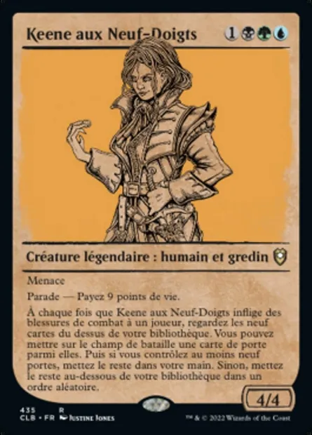 Keene aux Neuf-Doigts, carte Magic CLB 435 — extension Commander Légendes : la bataille de la Porte de Baldur