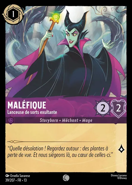 Maléfique - Lanceuse de sorts exultante, carte Disney Lorcana CH13-039 — extension Invasion Epineuse!