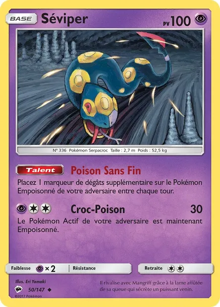 Séviper, carte Pokémon BUS 50 — extension Ombres Ardentes