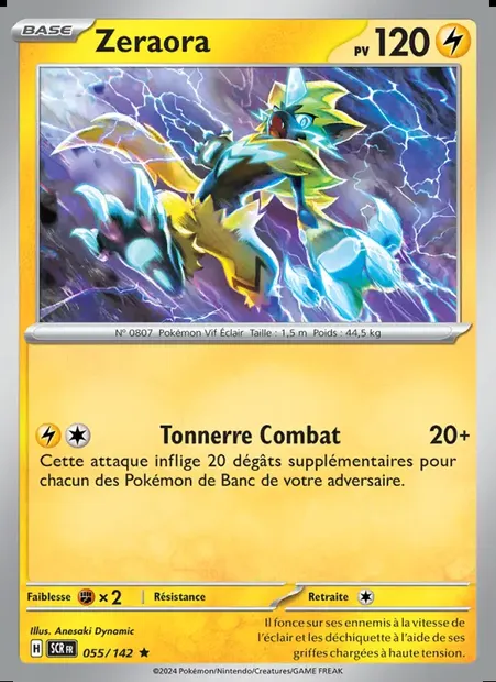 Zeraora, carte Pokémon SCR 055 — extension Couronne Stellaire