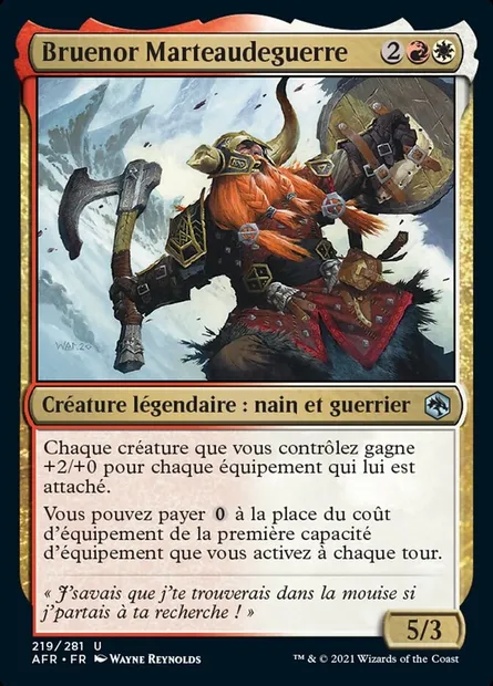Bruenor Marteaudeguerre, carte Magic AFR 219 — extension Forgotten Realms: Aventures dans les Royaumes Oubliés