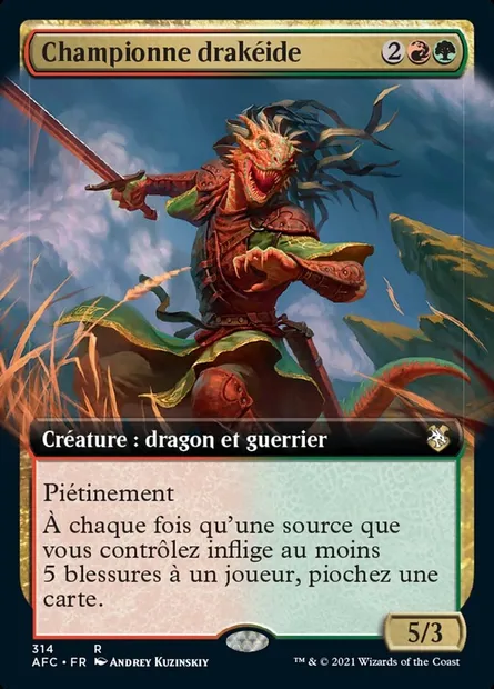 Championne drakéide, carte Magic AFC 314 — extension Forgotten Realms Commander