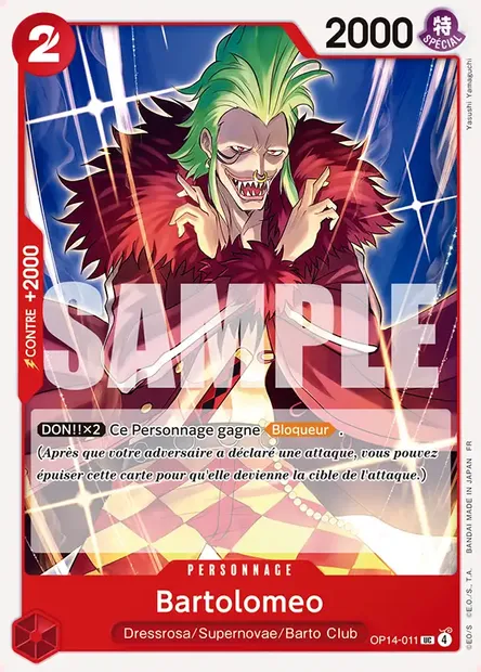 Bartolomeo, carte One Piece OP14-011 — extension LES SEPT DE LA MER D'AZUR