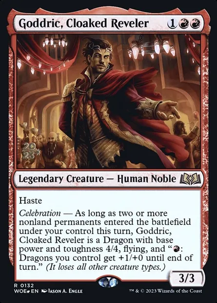Goddric, Cloaked Reveler, Magic card PWOE 132s — Wilds of Eldraine Promos set