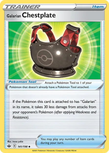 Galarian Chestplate, Pokémon card CRE 141 — Chilling Reign set