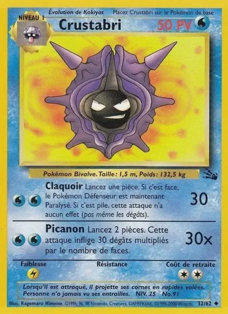 Crustabri, carte Pokémon FO 32 — extension Fossile