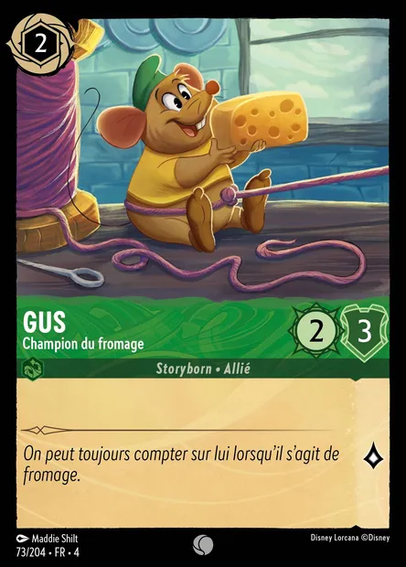 Gus - Champion du fromage, carte Disney Lorcana CH4-073 — extension Le Retour d'Ursula