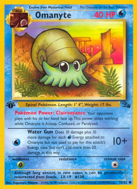 Omanyte, Pokémon card FO 52 — Fossil set