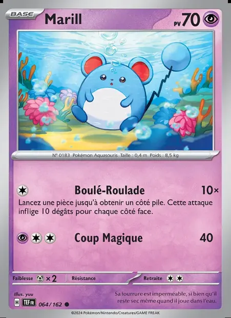 Marill, carte Pokémon TEF 064 — extension Forces Temporelles