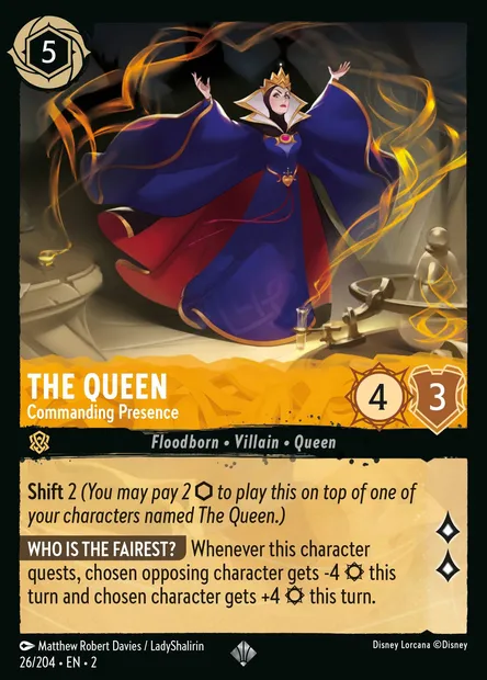 The Queen - Commanding Presence, Disney Lorcana card CH2-026 — Rise of the Floodborn set