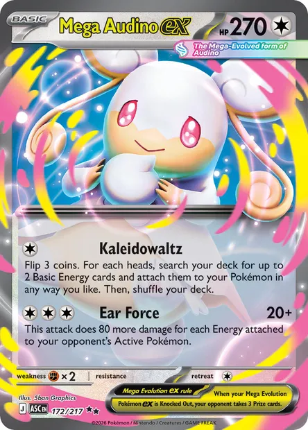 Mega Audino ex, Pokémon card ASC 172 — Ascended Heroes set