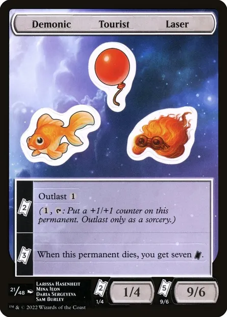 Demonic Tourist Laser, Magic card SUNF 21 — Unfinity Sticker Sheets set