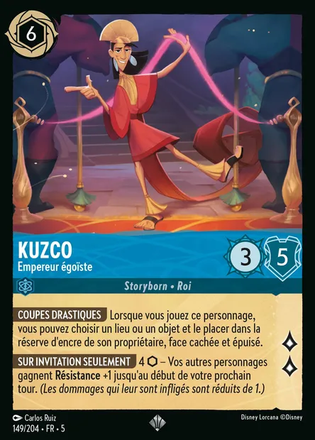 Kuzco - Empereur égoïste, carte Disney Lorcana CH5-149 — extension Ciel Scintillant
