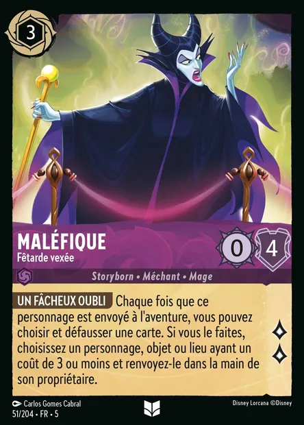 Maléfique - Fêtarde vexée, carte Disney Lorcana CH5-051 — extension Ciel Scintillant