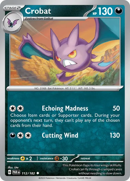 Crobat, Pokémon card PAR 112 — Paradox Rift set
