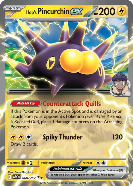 Hop's Pincurchin ex, Pokémon card ASC 068 — Ascended Heroes set