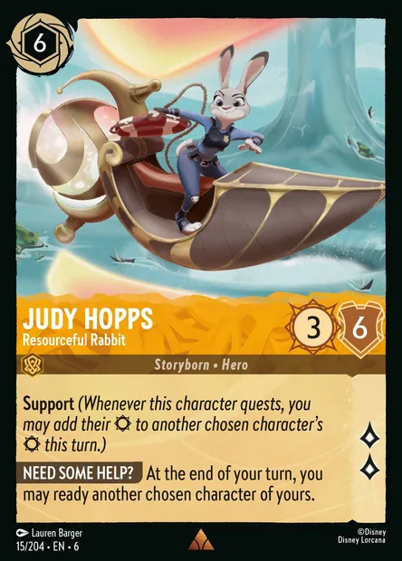 Judy Hopps - Resourceful Rabbit, Disney Lorcana card CH6-015 — Azurite Sea set