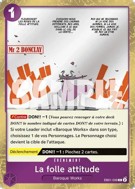 La folle attitude, carte One Piece EB01-038 — extension MEMORIAL COLLECTION