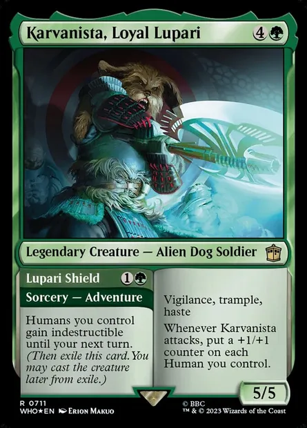 Karvanista, Loyal Lupari // Lupari Shield, Magic card WHO 711 — Doctor Who set