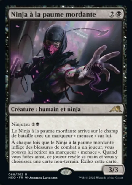 Ninja à la paume mordante, carte Magic NEO 88 — extension Kamigawa: La Dynastie Néon