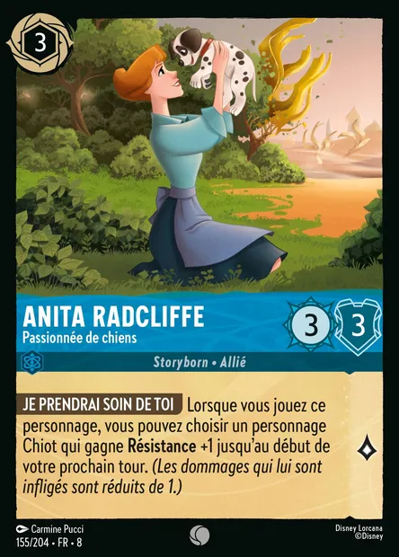 Anita Radcliffe - Passionnée de chiens, carte Disney Lorcana CH8-155 — extension Le Règne de Jafar