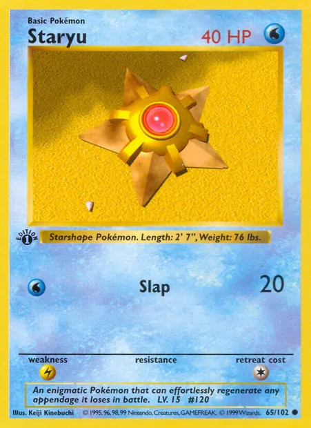 Staryu, Pokémon card BS 65 — Base Set set