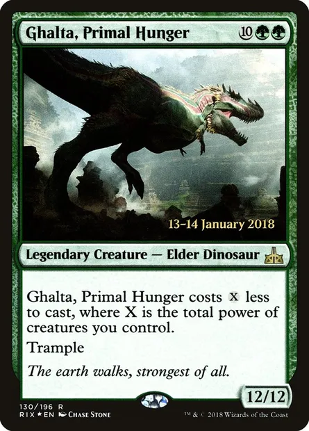 Ghalta, Primal Hunger, Magic card PRIX 130s — Rivals of Ixalan Promos set